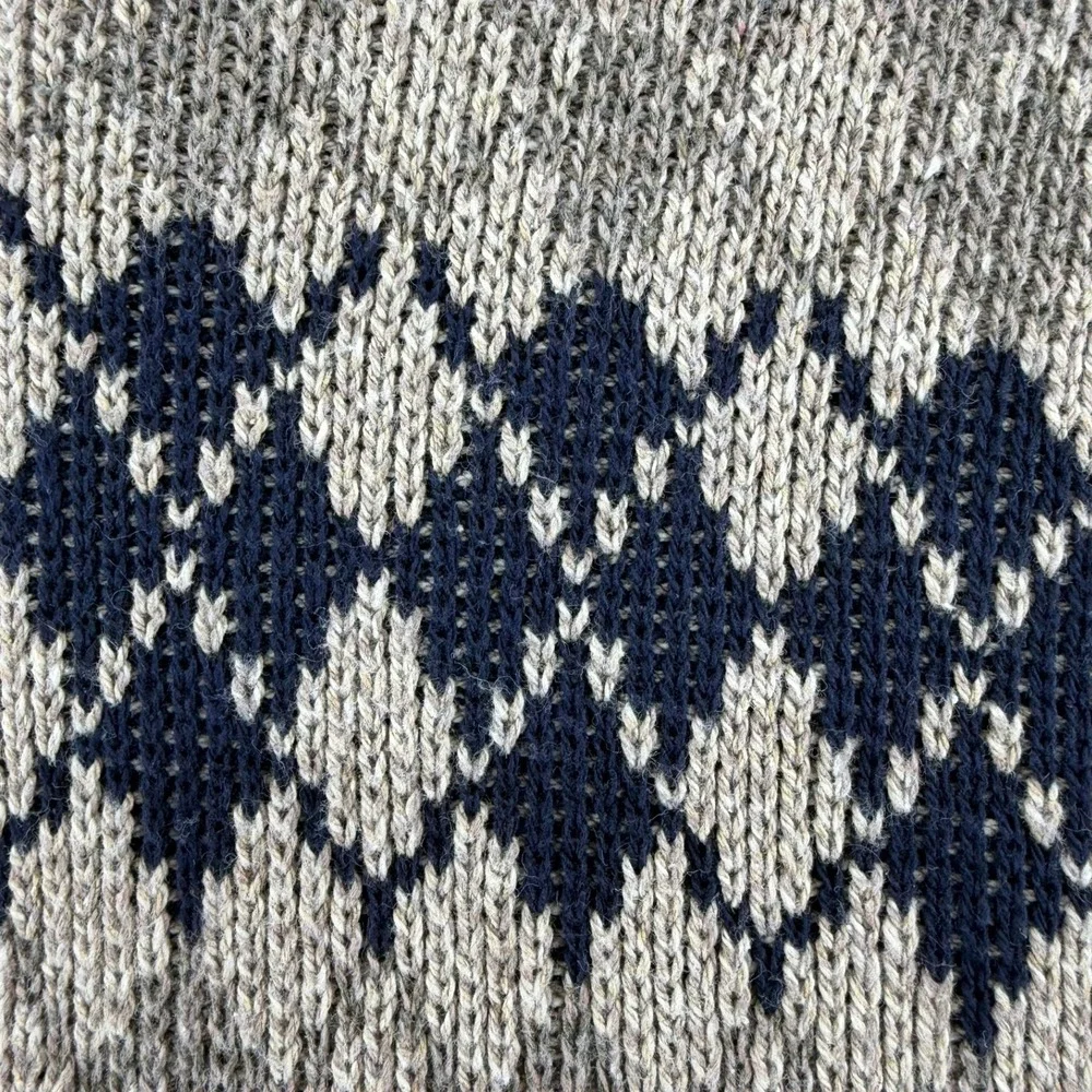 Vintage SCANDIA Argyle Cotton Knit Sweater Mens L Made In USA 80s 90s Grandpa